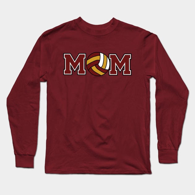 Volleyball Mom Maroon Long Sleeve T-Shirt by capesandrollerskates 